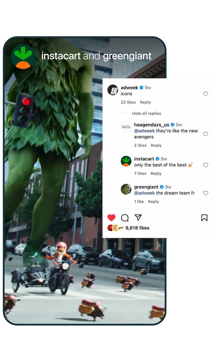 green-giant-social-media-agency super bowl social media campaign featuring green giant and instacart