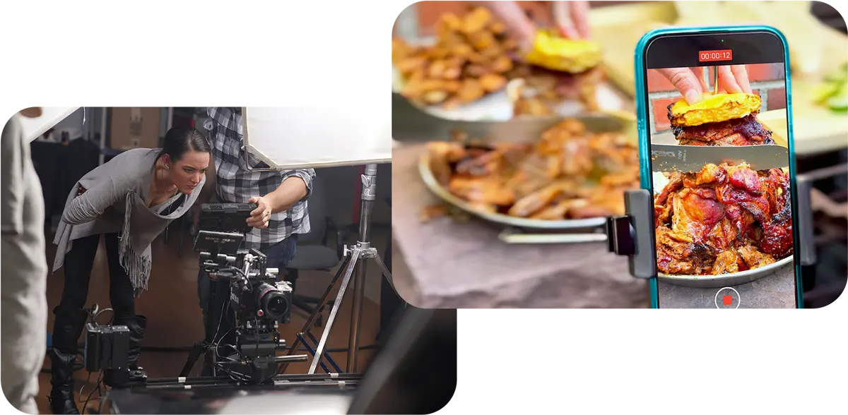 two social media video production examples capturing content
